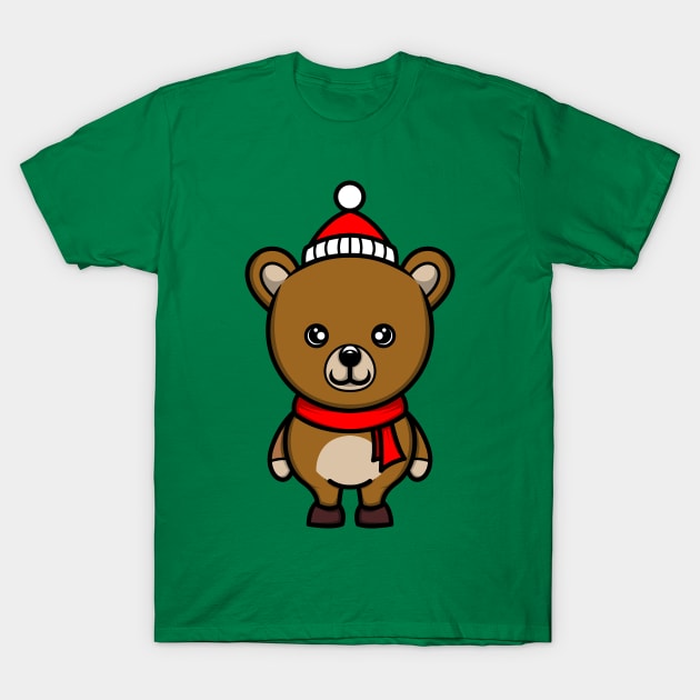 kawaii doodle cute bear cub christmas T-Shirt by ReasArt